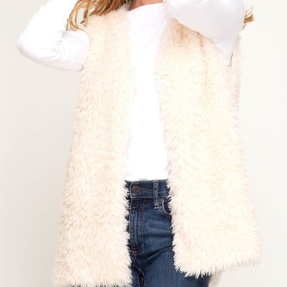 Wishlist Jackets & Blazers - Wishlist Boutique White Cream Fuzzy Oversized Vest